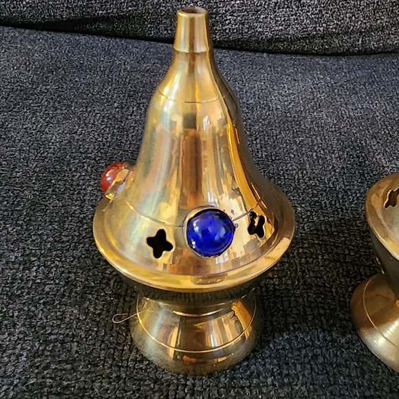 Set Of 3 Brass Incense Burner/ Tea Candle Holder‎ India 4" - Picture 6 of 14